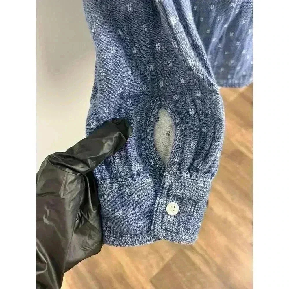 J. Mclaughlin Women's Denim Chambray Button Up Blue White Cotton Shirt Sz 6 - Picture 3 of 13